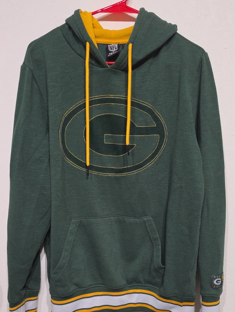 NFL Green Bay Packers Dark Green Pullover Hoodie with Yellow Accents